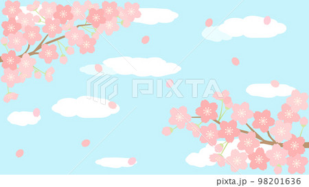 青空と桜のコントラストが綺麗な春のイラスト　アスペクト比16：9 98201636