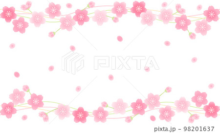 桜と花びらを散りばめたイラスト　アスペクト比16：9 98201637