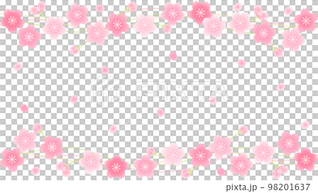 桜と花びらを散りばめたイラスト　アスペクト比16：9 98201637