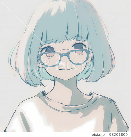 10代のメガネをかけたキュートな女性「AI生成画像」 98201800