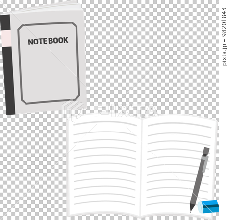 開いたノートとペンと消しゴム 開いたノートとペンと消しゴム 98201843