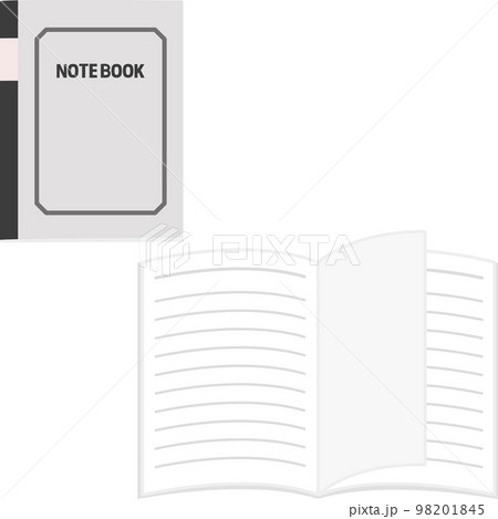 ノートの表紙と開いたノート 98201845
