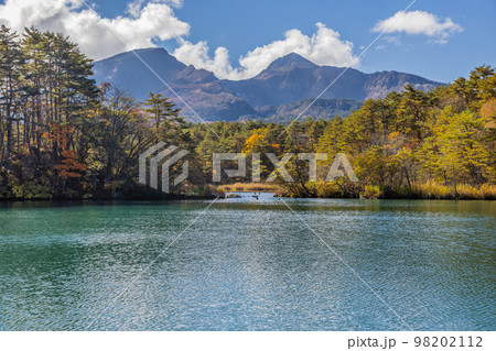 秋の五色沼湖沼群 毘沙門沼 秋の五色沼湖沼群 毘沙門沼 98202112