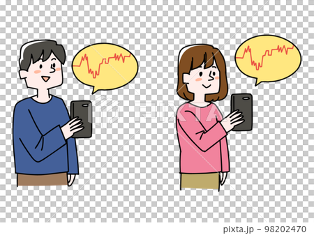 一群男人和女人在智能手機上查看股票價格 一群男人和女人在智能手機上查看股票價格 98202470