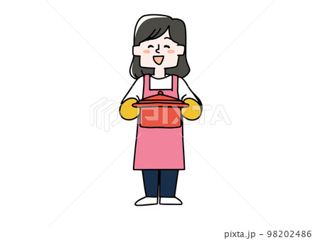 お鍋を持っている女性のイラスト 98202486