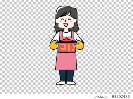お鍋を持っている女性のイラスト 98202486
