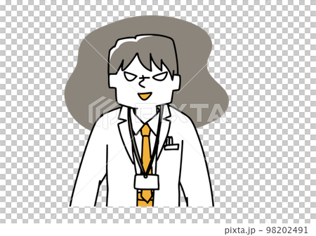 悪いことを企んでいる医者の男性のイラスト 悪いことを企んでいる医者の男性のイラスト 98202491