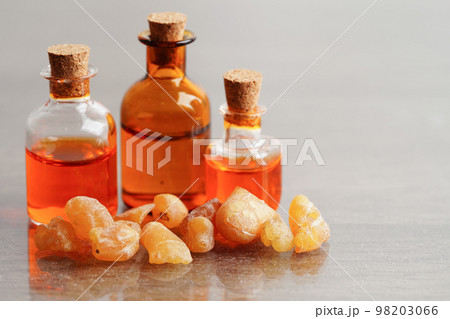 Frankincense or olibanum aromatic resin used in incense and perfumes. 98203066