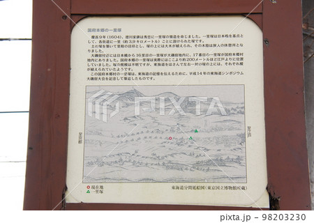 東海道「国府本郷の一里塚」の説明板(神奈川県中郡大磯町) 98203230