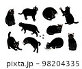黒猫のいろいろなポーズのイラスト 98204335