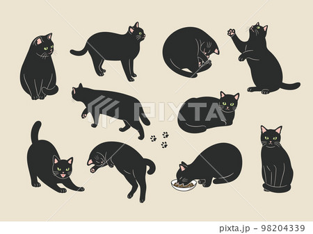 黒猫のいろいろなポーズのイラスト素材のイラスト素材