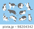 白黒猫のいろいろなポーズのイラスト 98204342