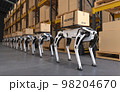 Robotic delivery dog in a factory, Concept Robot dog delivering goods. 98204670