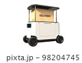 Delivery robot in front of the house, Autonomous delivery robotic on transparent background, PNG file 98204745