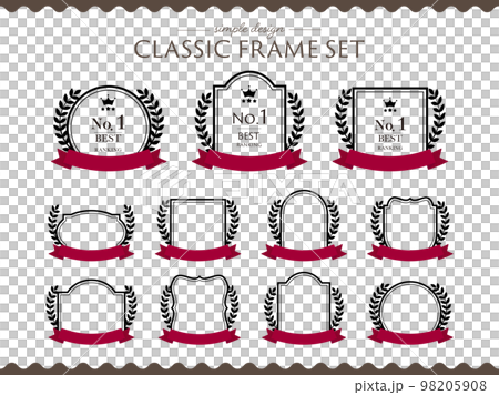 月桂樹リボンのクラシックフレームセット黒 98205908