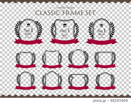 經典框架設置黑色與月桂絲帶 98205909