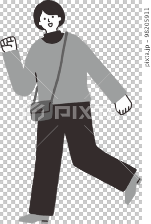 一個女人愉快地出去的插圖（單色樣式2） 98205911