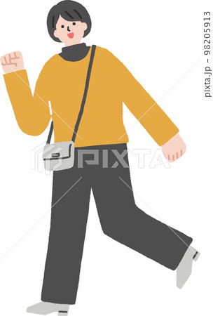 楽しくお出かけする女性のイラスト 楽しくお出かけする女性のイラスト 98205913