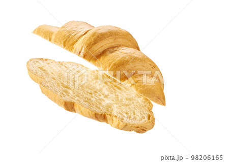 Open and empty fresh croissant isolated on a white background. Open and empty fresh croissant isolated on a white background. 98206165
