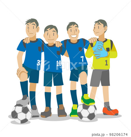 肩を組むジュニアサッカーチームの子供たち 98206174