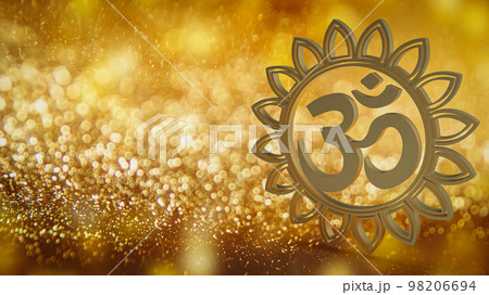 The gold ohm hindu symbol on luxury broken for background concept 3d rendering 98206694