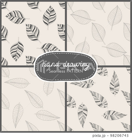 Set of seamless pettern with leaves. Vector illustration 98206743