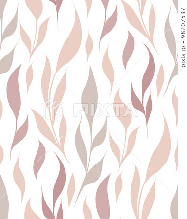 Vector seamless pattern with delicate branches and stems with foliage on a white background. Natural texture in pastel colors 98207637