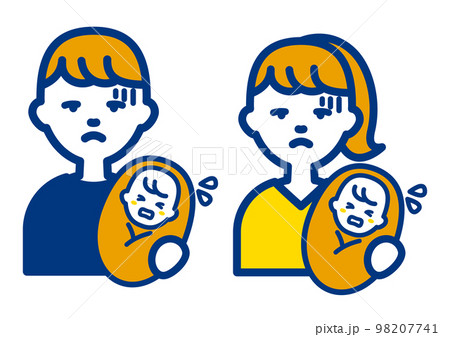 育児ノイローゼに陥る人物のイラスト 98207741