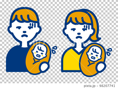 育児ノイローゼに陥る人物のイラスト 98207741