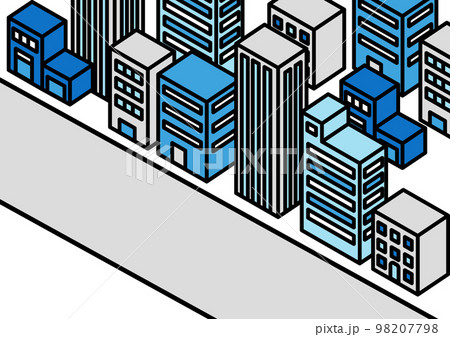 アイソメのオフィス街イラスト 98207798