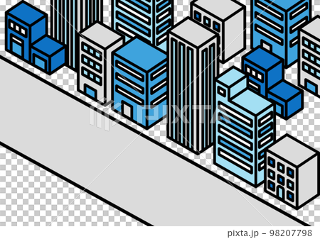 アイソメのオフィス街イラスト 98207798