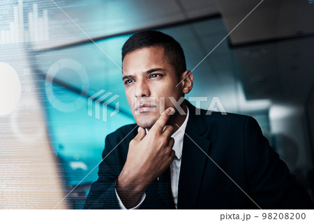 Cyber security man, digital transformation or computer coding for thinking web design engineer working on seo software or database. Infographic abstract, data analysis or futuristic 3D on technology Cyber security man, digital transformation or computer coding for thinking web design engineer working on seo software or database. Infographic abstract, data analysis or futuristic 3D on technology 98208200