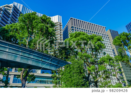 【東京の都市風景】和田倉噴水公園から見た高層ビル 98209426