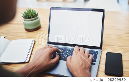 Mockup, laptop or zoom of businessman hands working on communication, networking or internet research. Advertising worker with motivation vision and brand innovation planning future company growth Mockup, laptop or zoom of businessman hands working on communication, networking or internet research. Advertising worker with motivation vision and brand innovation planning future company growth 98209980