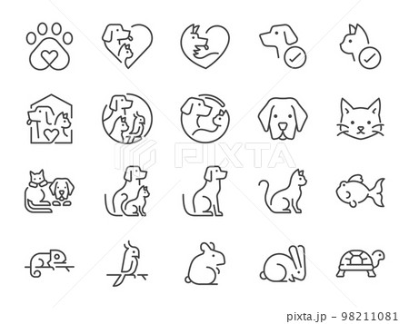 Pet friendly icon set. Included the icons as dog, cat, animals, bird, fish, and more. Pet friendly icon set. Included the icons as dog, cat, animals, bird, fish, and more. 98211081