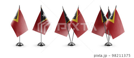Small national flags of the East Timor on a white background 98211375