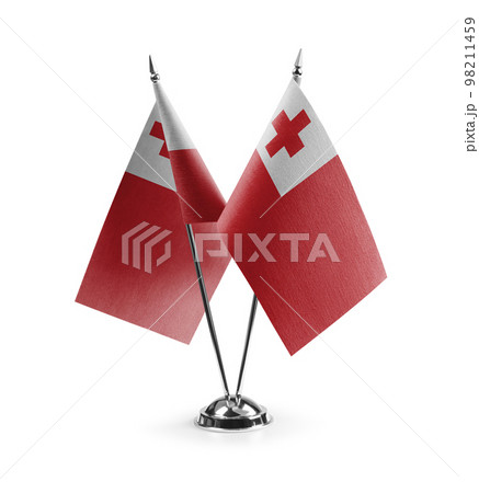 Small national flags of the Tonga on a white background 98211459