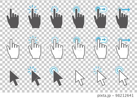 hand and arrow pointer icon set hand and arrow pointer icon set 98212641