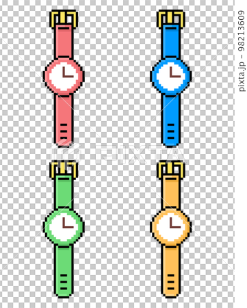 時鐘 4 色 pukucell 插圖 時鐘 4 色 pukucell 插圖 98213609