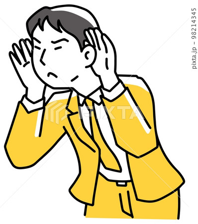 話を一生懸命聞こうとするビジネスマン 98214345