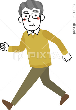 元気に歩く笑顔のシニア男性 98215085