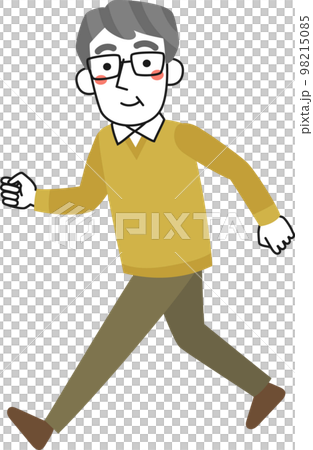元気に歩く笑顔のシニア男性 98215085