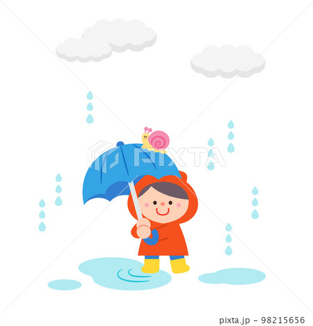 雨の日に雨傘をさす子ども 98215656