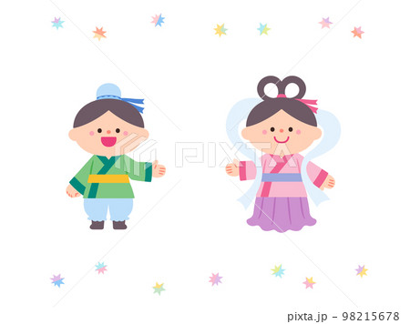 七夕イラスト素材　ひこぼしとおりひめ 98215678