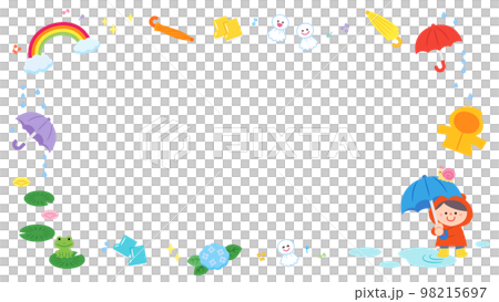 イラストフレーム　雨の日の子ども 98215697