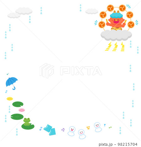 イラストフレーム　雷様と雨の日モチーフ 98215704