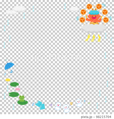 イラストフレーム　雷様と雨の日モチーフ 98215704