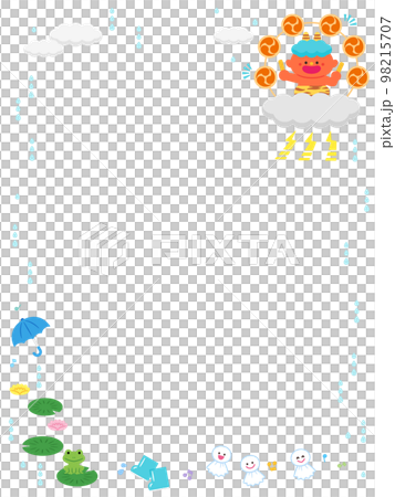 插圖框架 Rai-sama 和雨天主題 98215707