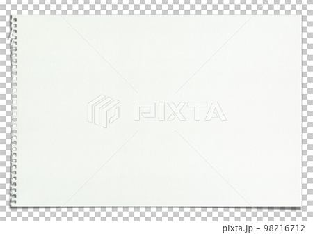 破り取った横向きスケッチブックの1頁、影付きの切抜き素材 98216712