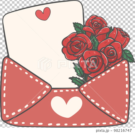 Cute sweet Love Valentine envelope letter with roses flowers doodle cartoon Cute sweet Love Valentine envelope letter with roses flowers doodle cartoon 98216747